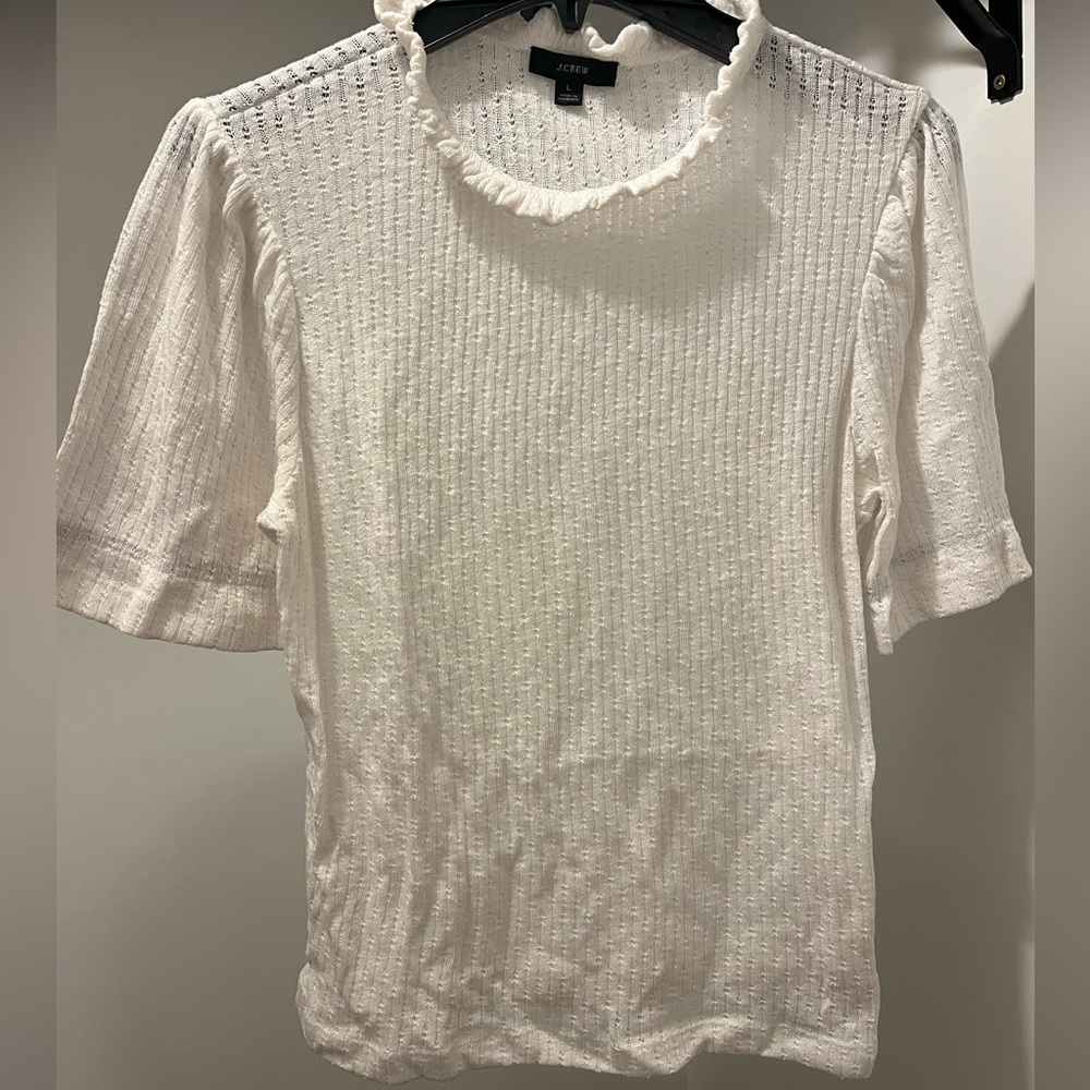 J. Crew Ruffled Collar Lightweight Sweater Blouse -Size L